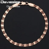 585 Rose Yellow Snail Chain Bracelet 4mm GB263A