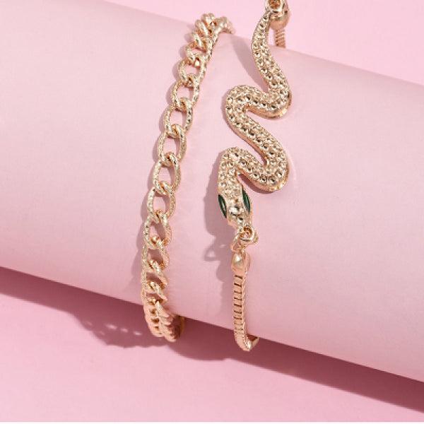 Snake Bracelet Set Women Jewelry Golden Alloy Chain Personalized Hand Jewelry