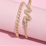 Snake Bracelet Set Women Jewelry Golden Alloy Chain Personalized Hand Jewelry