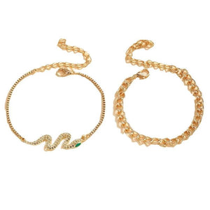 Snake Bracelet Set Women Jewelry Golden Alloy Chain Personalized Hand Jewelry