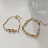 Snake Bracelet Set Women Jewelry Golden Alloy Chain Personalized Hand Jewelry