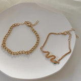 Snake Bracelet Set Women Jewelry Golden Alloy Chain Personalized Hand Jewelry