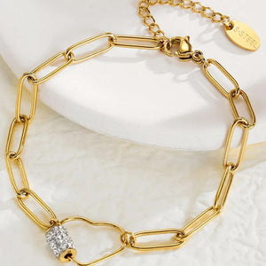 316L Stainless Steel Zircon Bracelet Heart Wedding Bride Jewelry