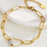 316L Stainless Steel Zircon Bracelet Heart Wedding Bride Jewelry