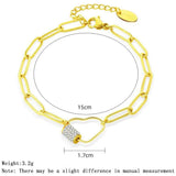 316L Stainless Steel Zircon Bracelet Heart Wedding Bride Jewelry