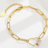 316L Stainless Steel Zircon Bracelet Heart Wedding Bride Jewelry