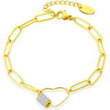 316L Stainless Steel Zircon Bracelet Heart Wedding Bride Jewelry