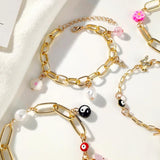 Bohemia Chain Bracelet Pearl Yin Yang Butterfly Charm On Hand Y2K Jewelry