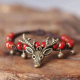 Vintage Elk Ceramic Bead Knitted Bracelet Women's Accessories