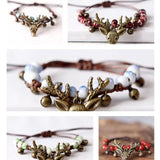 Vintage Elk Ceramic Bead Knitted Bracelet Women's Accessories