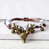 Vintage Elk Ceramic Bead Knitted Bracelet Women's Accessories