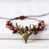 Vintage Elk Ceramic Bead Knitted Bracelet Women's Accessories