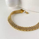 Stainless Steel Bangle Bracelet for Women Occident Metal Texture 18 K Jewelry