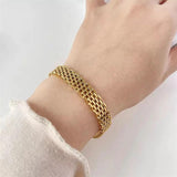 Stainless Steel Bangle Bracelet for Women Occident Metal Texture 18 K Jewelry