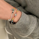 WEIYUE 925 Silver Rainbow Smile Bracelet Retro Love Cloud Jewelry