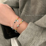 WEIYUE 925 Silver Rainbow Smile Bracelet Retro Love Cloud Jewelry