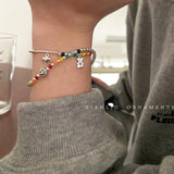 WEIYUE 925 Silver Rainbow Smile Bracelet Retro Love Cloud Jewelry