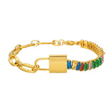 Stainless Steel Zircon Chain Lock Bracelet Female Temperament