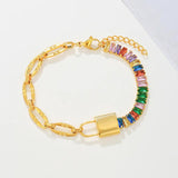 Stainless Steel Zircon Chain Lock Bracelet Female Temperament
