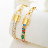 Stainless Steel Zircon Chain Lock Bracelet Female Temperament