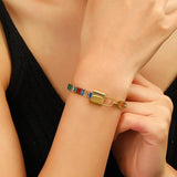 Stainless Steel Zircon Chain Lock Bracelet Female Temperament