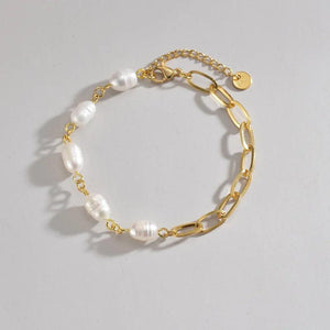 Wish Card Stainless Steel Chain Splicing Pearl Bracelet Women