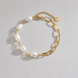 Wish Card Stainless Steel Chain Splicing Pearl Bracelet Women