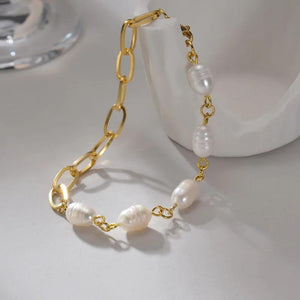 Wish Card Stainless Steel Chain Splicing Pearl Bracelet Women