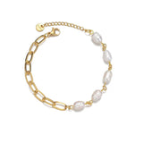 Wish Card Stainless Steel Chain Splicing Pearl Bracelet Women