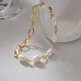 Wish Card Stainless Steel Chain Splicing Pearl Bracelet Women