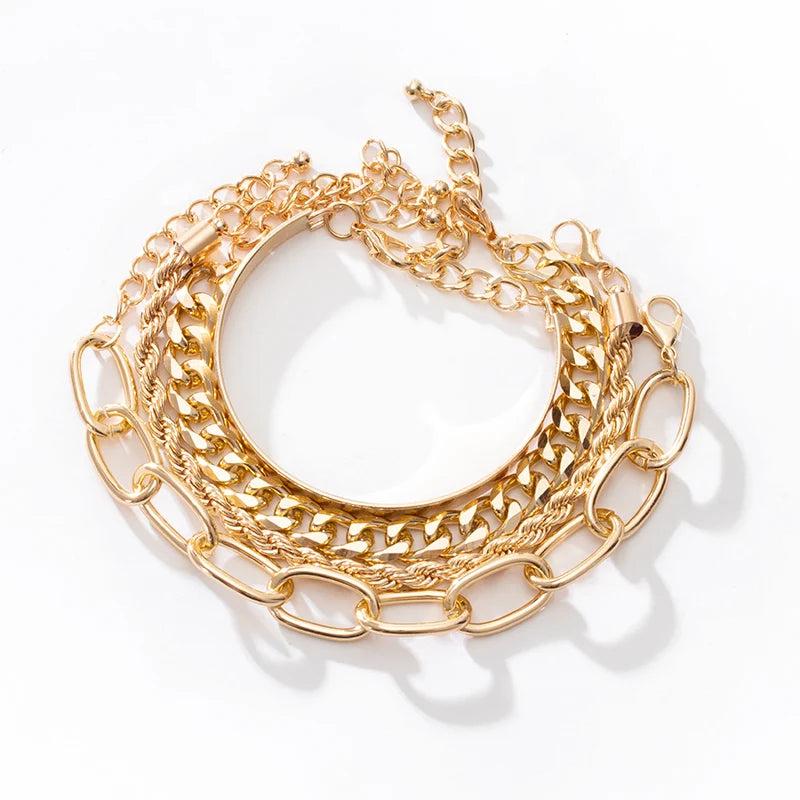 4 pcst Multilayer Thunder Chain Bracelet Set Women's Jewelry