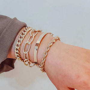 4 pcst Multilayer Thunder Chain Bracelet Set Women's Jewelry