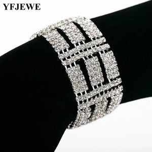 Silver Plated Cz Crystal Stone Bride Wedding Women Link Charm Bracelet