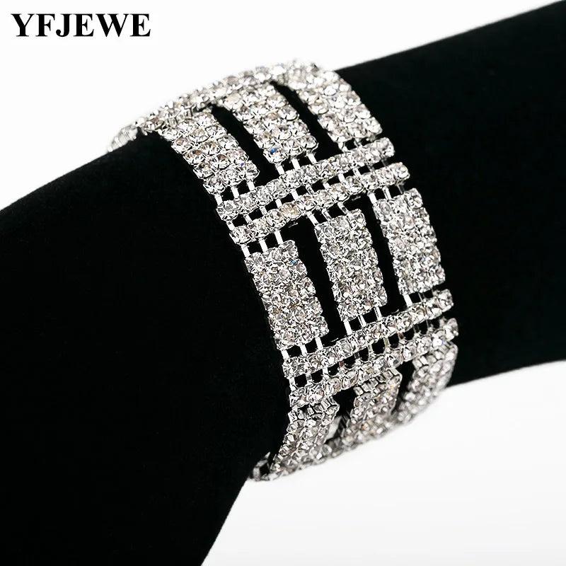 Silver Plated Cz Crystal Stone Bride Wedding Women Link Charm Bracelet