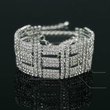 Silver Plated Cz Crystal Stone Bride Wedding Women Link Charm Bracelet