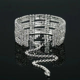 Silver Plated Cz Crystal Stone Bride Wedding Women Link Charm Bracelet