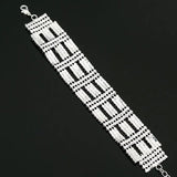 Silver Plated Cz Crystal Stone Bride Wedding Women Link Charm Bracelet