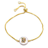CZ Bee Heart Cross Charm Bracelet Natural Shell Chain Evil Eye Jewelry