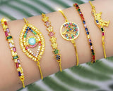 Dinosaur Crystal CZ Bracelet Adjustable Charm Snake Chain Jewelry