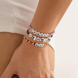 Colorful Seed Bead Strand Bracelet Set Women Summer Beach Elastic Skull Chain