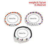 Colorful Seed Bead Strand Bracelet Set Women Summer Beach Elastic Skull Chain