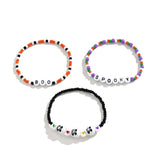 Colorful Seed Bead Strand Bracelet Set Women Summer Beach Elastic Skull Chain