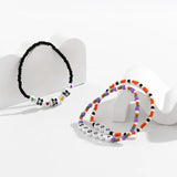 Colorful Seed Bead Strand Bracelet Set Women Summer Beach Elastic Skull Chain