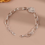 Silver Irregular Round Card Bracelet For Women Girl Jewelry Party Gift