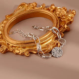 Silver Irregular Round Card Bracelet For Women Girl Jewelry Party Gift