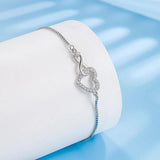 Adjustable 925 Silver Crystal Heart Bracelet For Women FQL23036