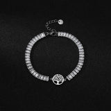 Zircon Stainless Steel Bracelet Double Chain Life Tree Bracelet