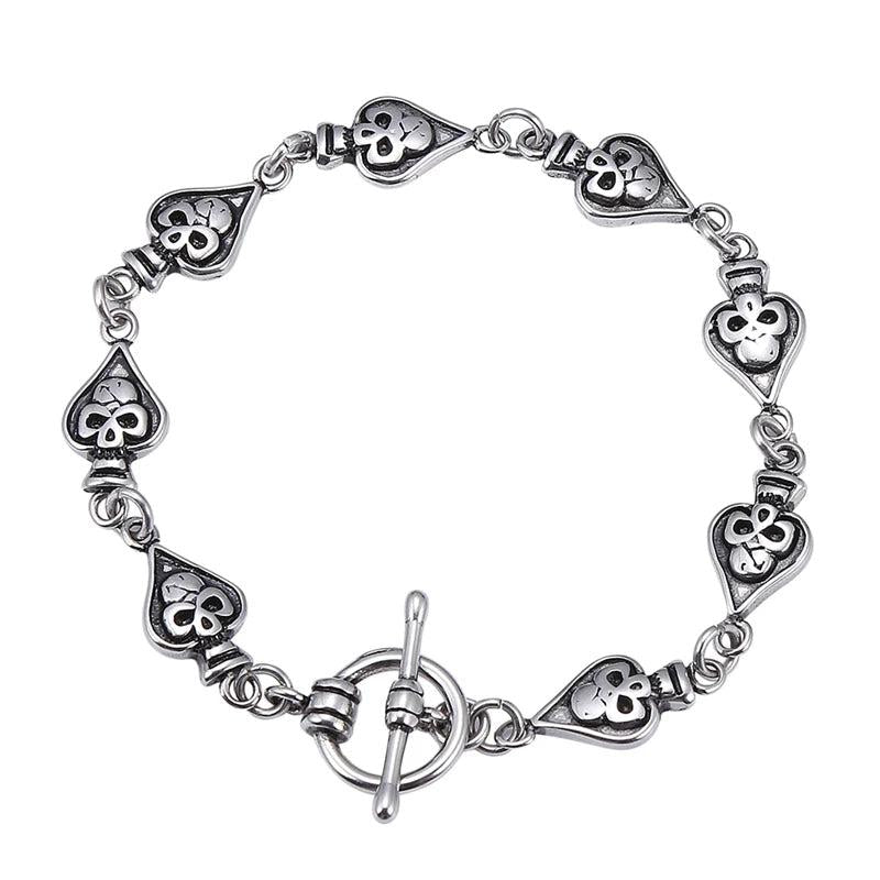 Punk Spades Skull Bangles & Bracelets for Men Stainless Steel Charm Bracelets