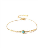 Turquoise Stone Cross Stainless Steel Bracelet Bangle for Women