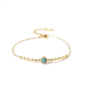 Turquoise Stone Cross Stainless Steel Bracelet Bangle for Women